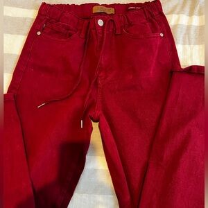 Judy Blue Bold Red Denim Joggers